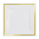 9.5 In. White/Gold Line Square Plates | 10 Count